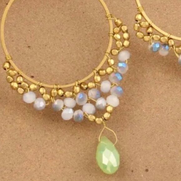 Bohemian Hoop and Drop Bead Earrings NEW - Picture 2 of 2